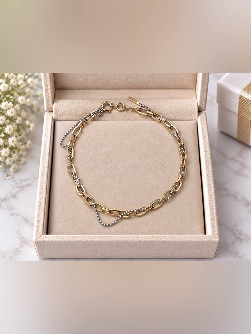 Two-Tone Link Chain Necklace - Gold and Silver